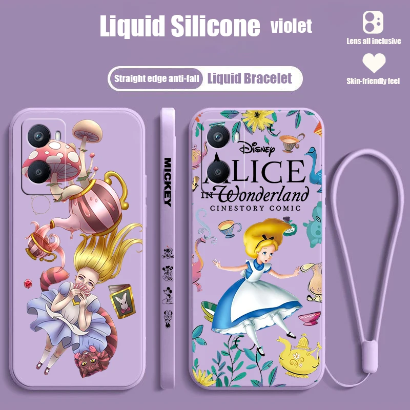 Alice Wonderland Maze Cute For OPPO A98 A96 A94 A93 A77S A76 A74 A73 A72 A57E S A56S Liquid Left Rope Phone Case