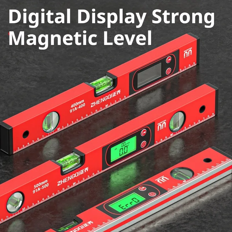 High Precision Digital Spirit Level Strong Magnetic Aluminum Alloy Level Ruler LCD Display Anti-Fall Home Renovation Level Tool
