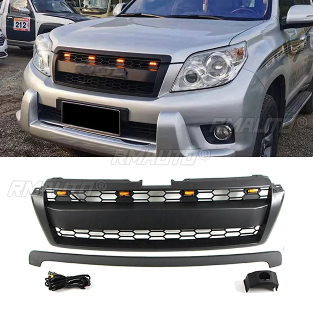 

Решетка переднего бампера автомобиля, гоночные грили, автомобильная решетка для Toyota Prado 2010-2013, комплект кузова, автомобильные аксессуары