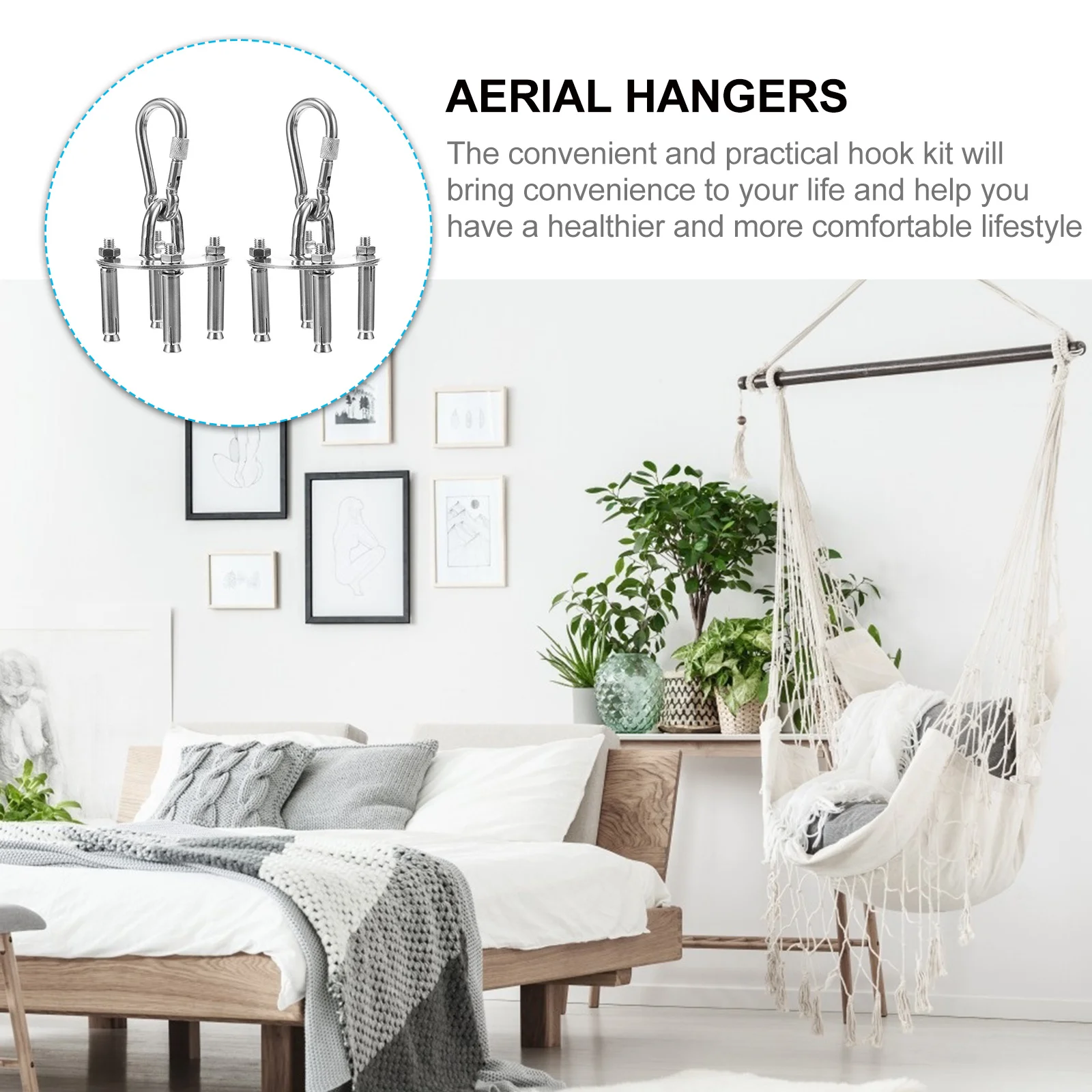 

2Sets Ceiling Hook Hammock Accessories High Quality Stainless Steel Wide Application Hanging Chairs Lamps