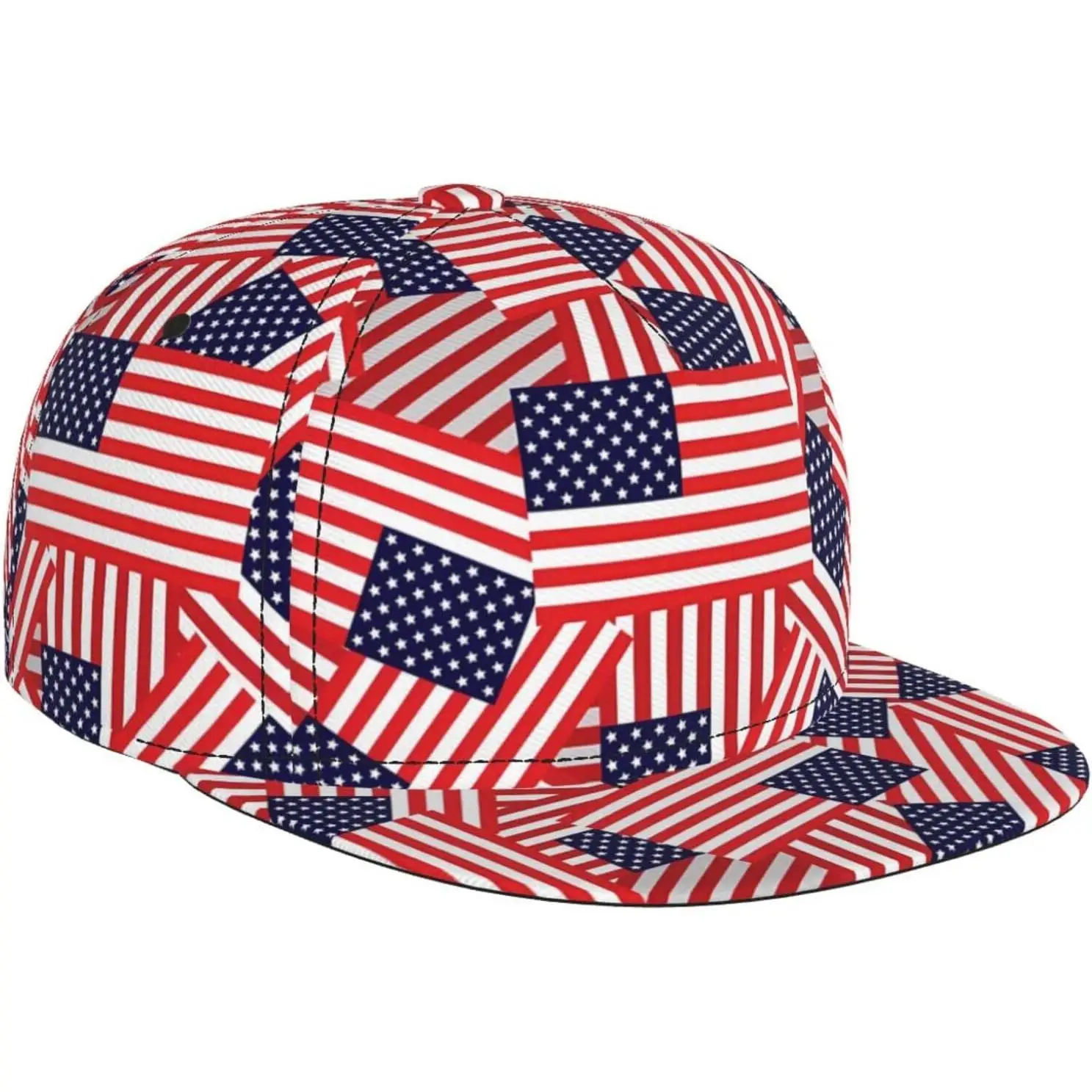 Funny USA Flag Mosaic Snapback Cap Baseball Cap Snapback Hat Adjustable Flat-Brimmed Hat Hip Hop Hat for Men Women Teens