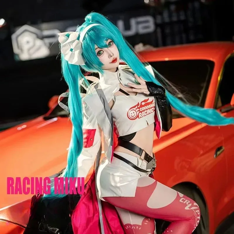 Anime New Mikuu Racing 하츠네 코스프레 의상 여성 파이팅 유니폼 의류 액세서리 풀 세트 카니발 파티 드레스