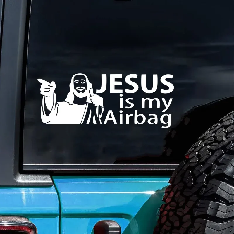 

JESUS Is My Airbag Забавная наклейка на автомобиль Авто Кузов Бампер Окна Мотоцикл Ноутбук Стены Виниловая пленка Наклейка Аксессуары для тюнинга автомобиля