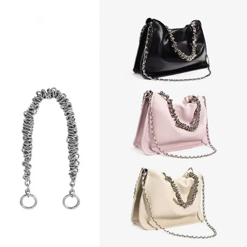 Silver Irregular Shaped Handbag Chain Metal Handle for Shoulder Bag Replacement Bag Parts Metal Chain Bag Accessories