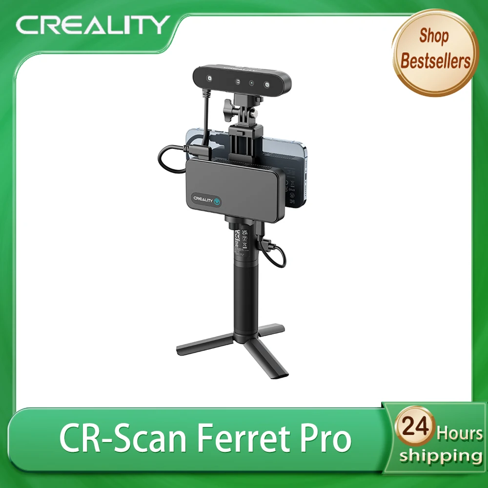 

Creality CR-Scan Ferret Pro 3D Scanner Handheld Anti-shake T racking WiFi6 24-bit full-color Wireless Scanning 0.1mm Accuracy