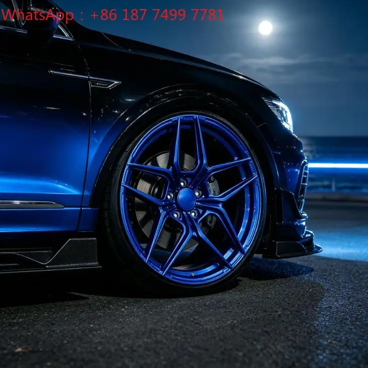 20/21/22 Inch Show-Grade Gloss Cobalt Blue Split Star Spoke Color-Matched Custom Deep Concave Forged Tuning Car Wheel Rims
