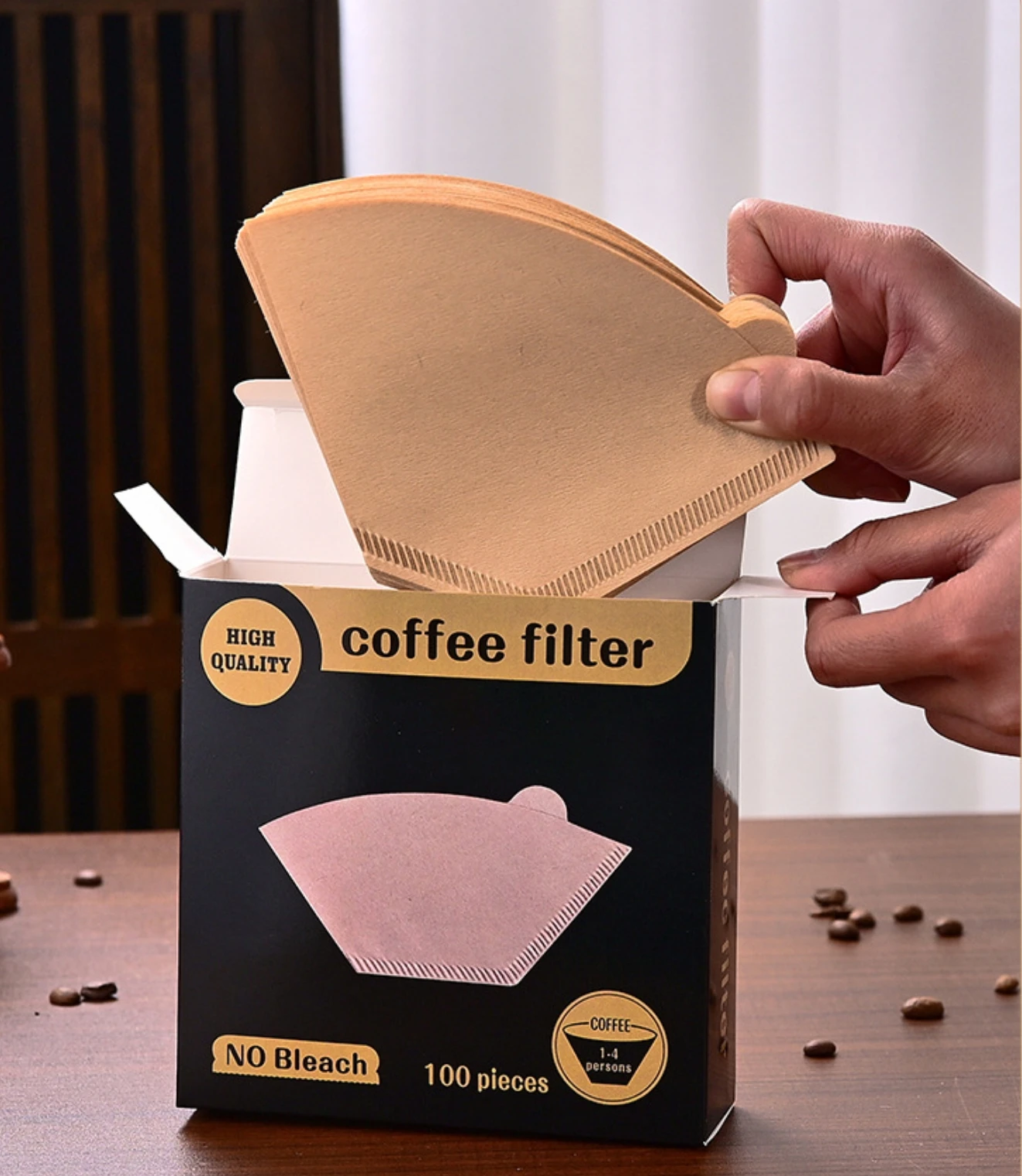 V and U shape coffee filter paper with color box