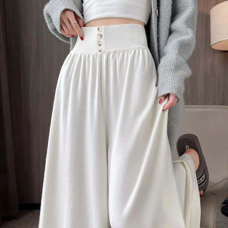 Laid-back Style Soft Sticky Rice Wide Leg Pants Women's High Waist Slim Version Draping Floor-Length Pants Skirt