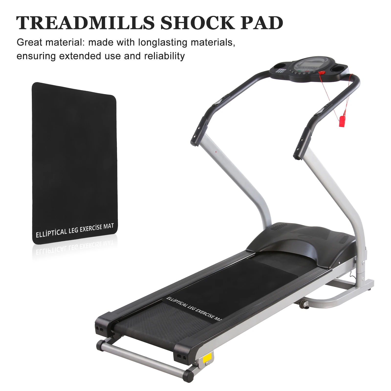 

Black Noise Absorbing Anti Slip Treadmill Mat Shock Absorbing PU Pad Non Slip Workout Pad for Home Gym Equipment Floor