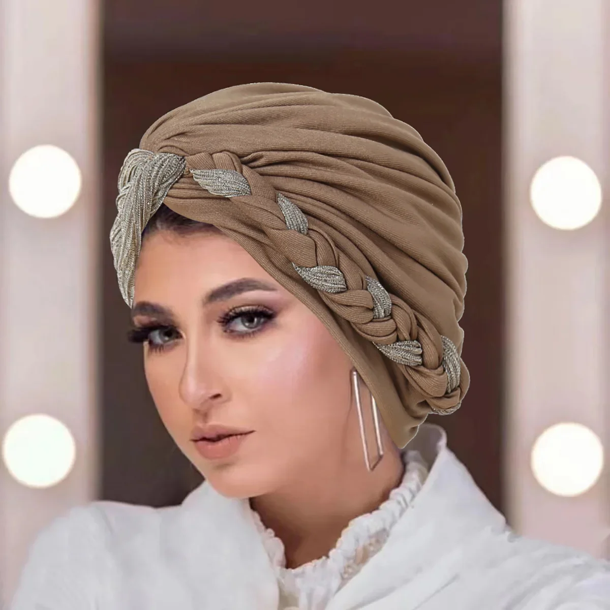 

Braids Turban Bandana Hat for Women Muslim Hijab Islamic Head Wrap Hair Loss Chemo Cap Headscarf Bonnet Beanies Turbante Mujer