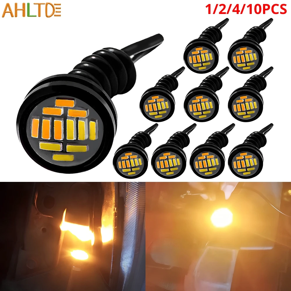 

1/2/4/10X Car Motorcycle 4014 12SMD LED bulb Eagle Eye DRL Daytime Running Light Backup Reverse Parking Signal Lamp White Yellow