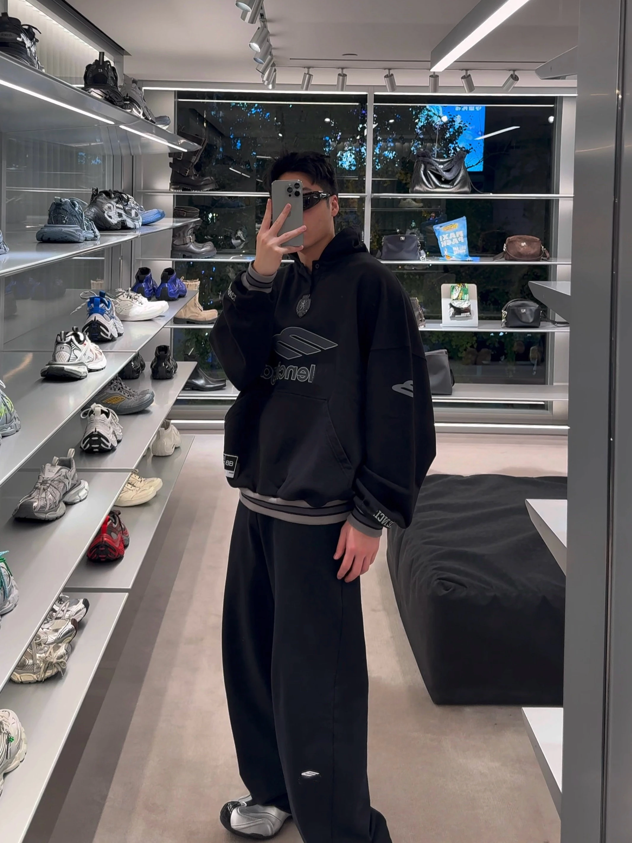 

Мужская толстовка свободного кроя 3B Football Series с вышивкой и принтом, хлопковая, повседневная, с V-образным вырезом, длинными рукавами, осенне-зимняя, с капюшоном