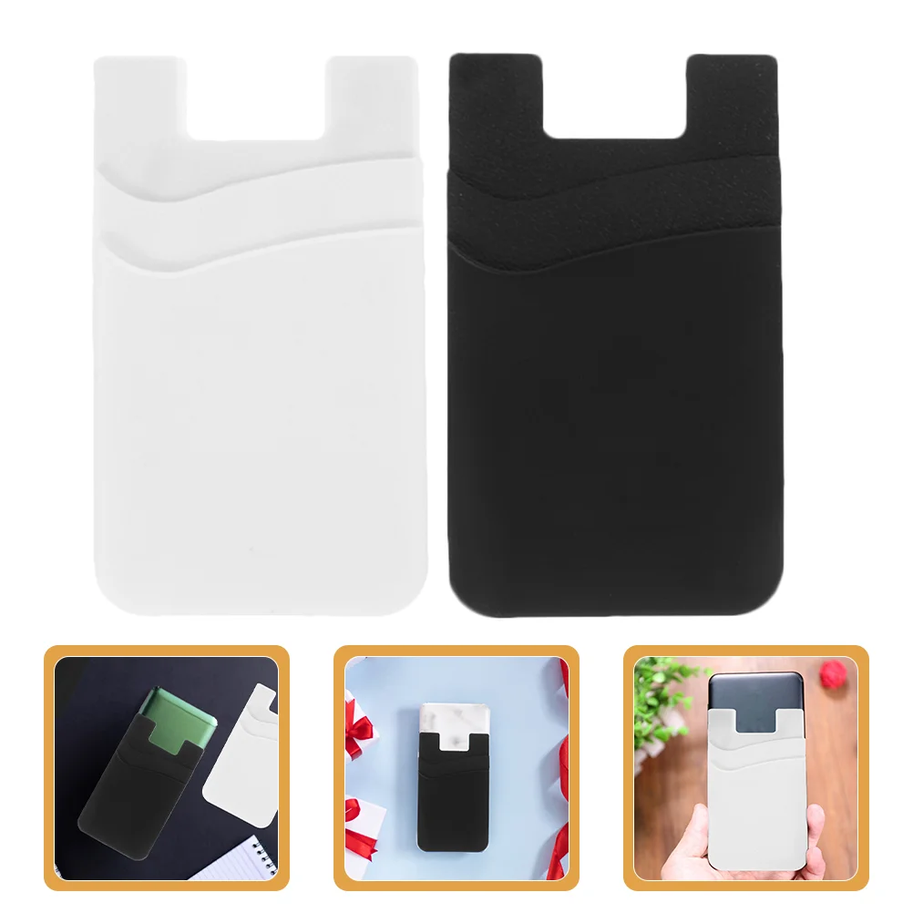 6 Pcs Mobile Phone Bag Silicone Card Holder Case Sticking Silica Gel Sticky Wallet