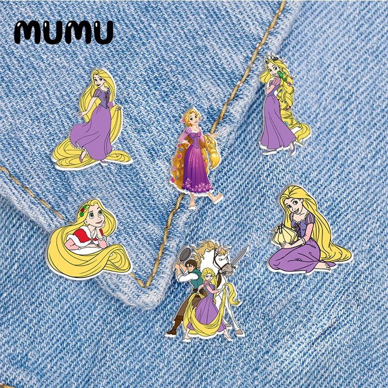 2024 New Tangled Lapel Pin Princess Rapunzel Acrylic Brooches Handmade Epoxy Jewelry Shirt Bag Badge