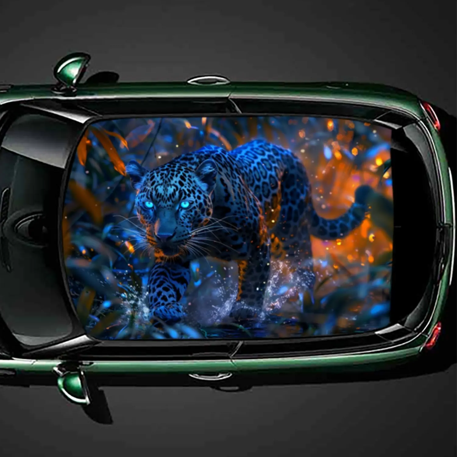 

Пантера Тень и плавный свет ПВХ наклейка на крышу автомобиля, самоклеящаяся водонепроницаемая автомобильная виниловая наклейка, защитная палка для украшения автомобиля