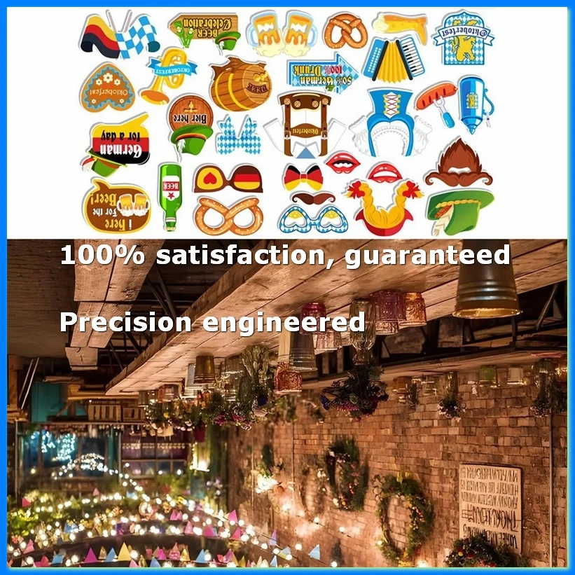 Oktoberfest Photo Booth Props Party Favors Beer Festival Selfie Props 30 Pieces Colorful Traditional Germany Accessories-A57M