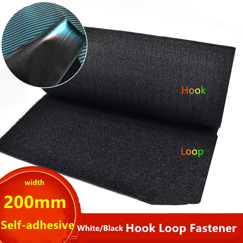 White/Black 20CM Self-adhesive Hook Loop Fastener 200mm Magic Tape for Window Door Curtain Sofa Clothing DIY Sewing Accessories