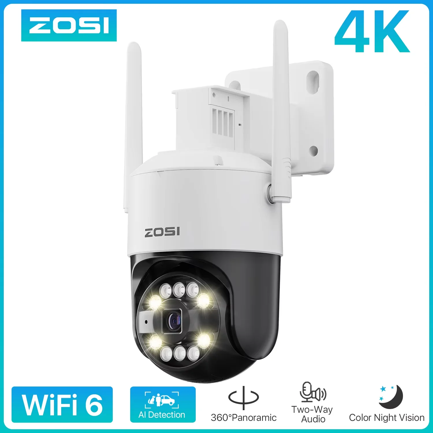 ZOSI C296 5MP/8MP PTZ WiFi 6 Camera Person Vehicle Package Detect Wireless CCTV Video Surveillance Cam Home Security Protection