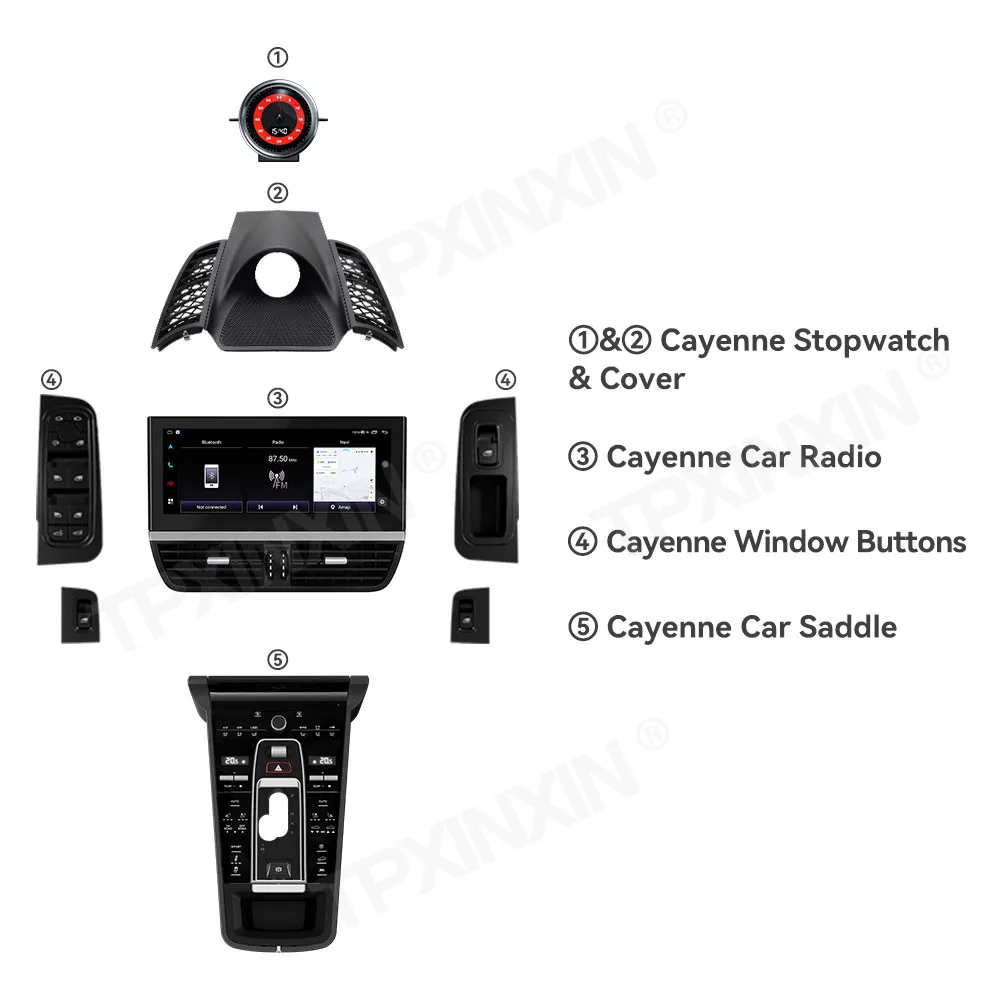 Servizio di aggiornamento One Stop per Porsche Cayenne lettore Video multimediale Carplay autoradio pannello AC cronometro copertura pulsanti