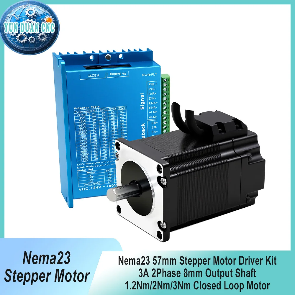 Nema23 Closed Loop 57mm Stepper Motor Drive Kit Easy Servo Motor 1.2Nm/2Nm/3Nm 2Phase 3A 8mm Shaft Motor 3m Cable for CNC Router