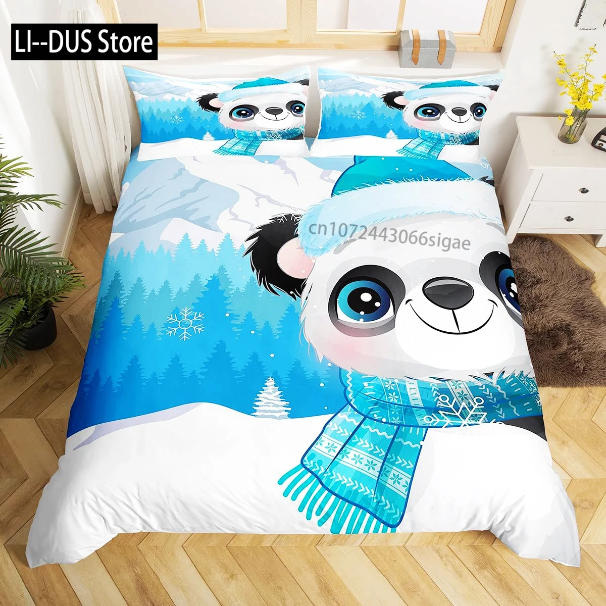 

Комплект пододеяльников с пандой, королевский размер, черно-белое одеяло с животными, наволочки, звездное небо, синее, ультрамягкое пододеяльник