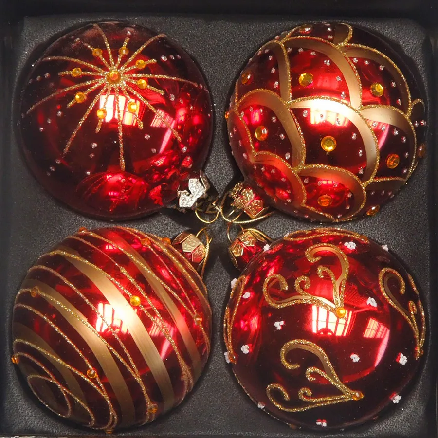 Color Xmas Balls 8CM DIAMETER Grass Material Christmas Tree Decoration New Year Hotel Supplies Gift 4PCS /PACK