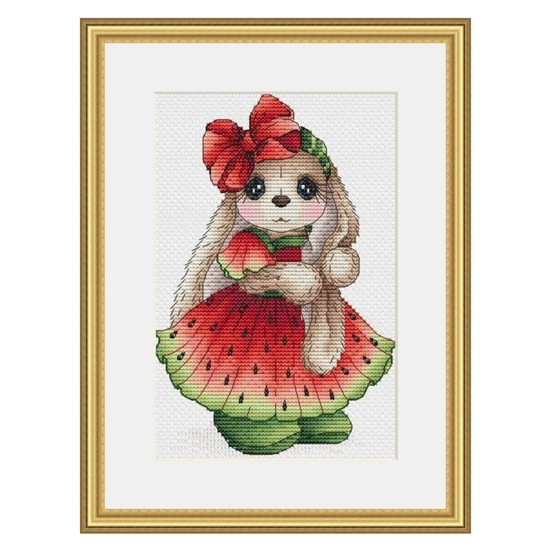 Cross-Stitch Kit Watermelon Rabbit Series 28ct 18ct 14ct 11ct can be Customized Printed cloth hand Embroidery Material Bag