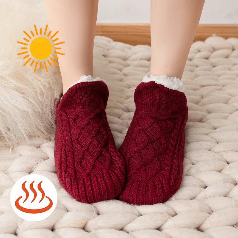 Winter Essential Heated Fleece Socks, USB Heating Pad Slippers for Men and Women, Knitted Foot Warmer