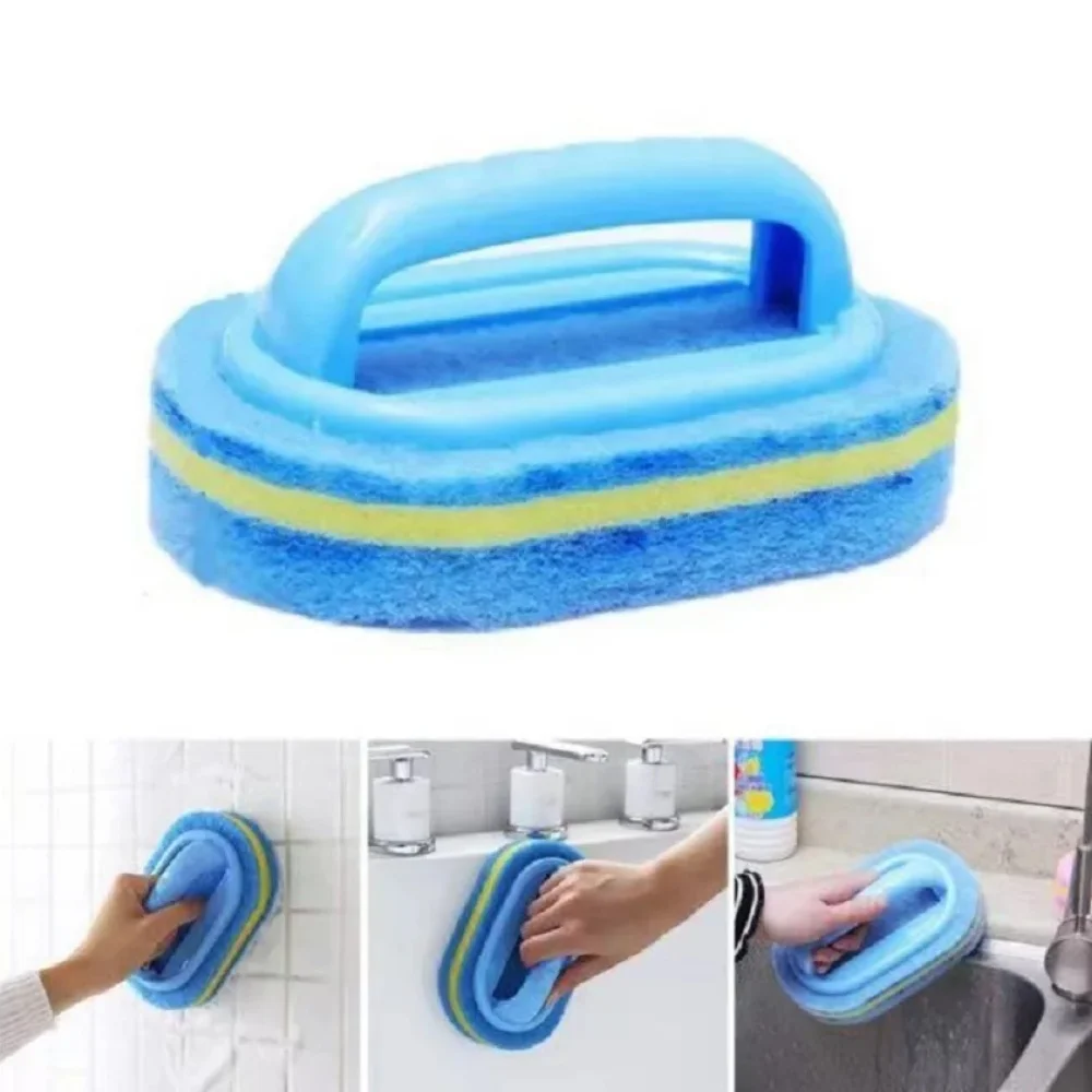 Kitchen Bathroom Toilet Cleaning magic sponge Glass Wall Cleaning Bath Brush Handle Sponge Ceramic Window Slot Clean Brush