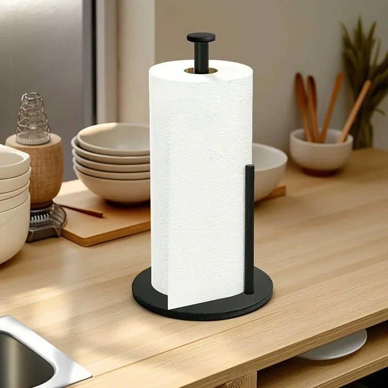 Stainless Steel Paper Towel Holder with Weighted Base, Heavy Duty Kitchen Countertop Organizer Space Saving Design,Kitchen