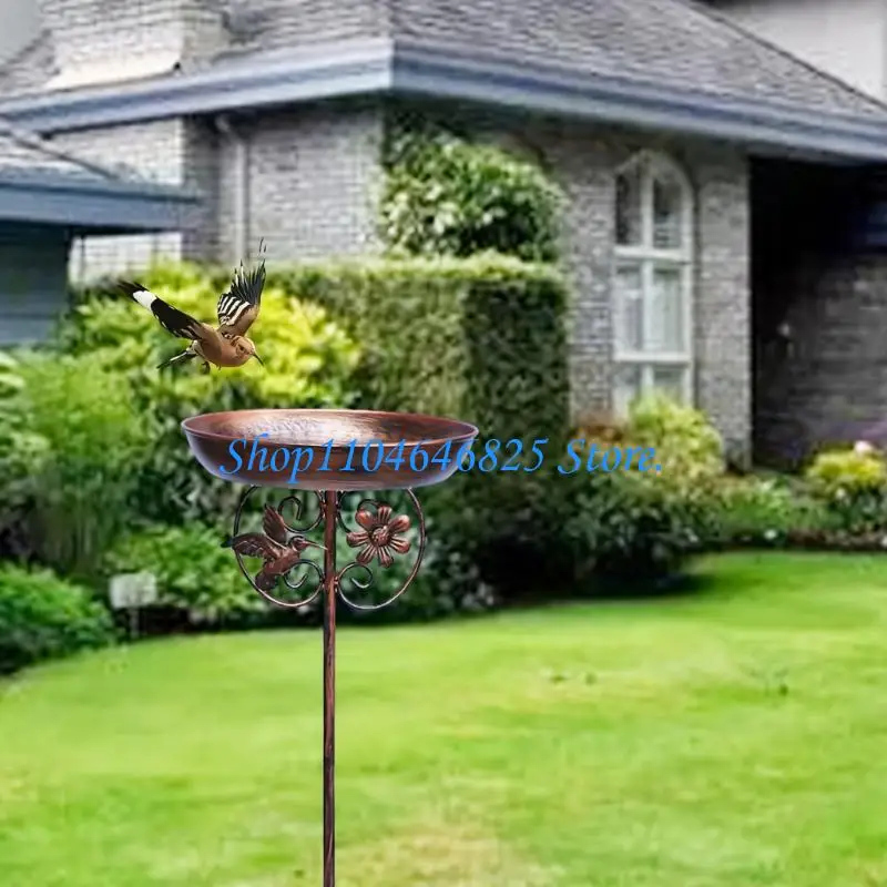 All Season Iron Bird Feeder Bath Spikes With Secure Ground Mount Suitable For Backyard Attracting Wild Birds Year Round