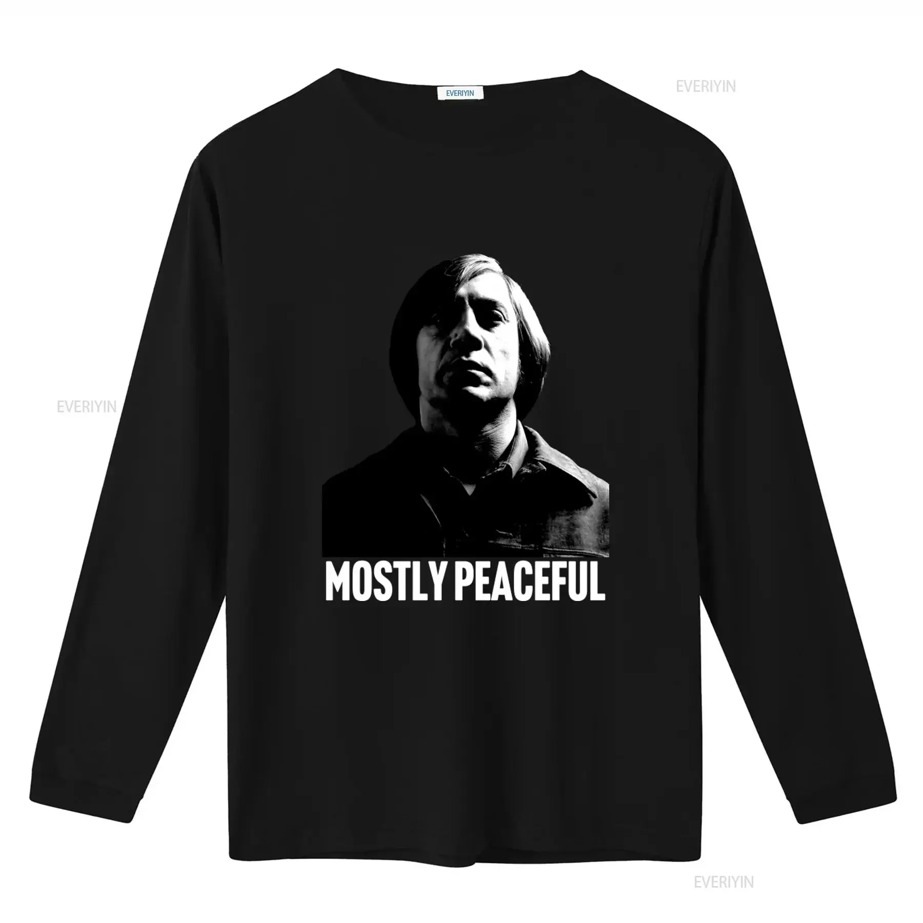 Mostly Peaceful No Country for Old Men Anton Chigurh Heavy Cotton T shirt vintage Washed fashion streetwear Casual Stretched