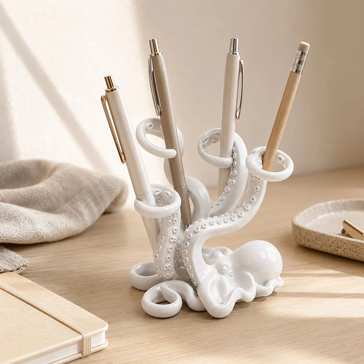 2/1 Piece Set Creative Octopus Toothbrush Holder and Pen Holder, Multi-Slot Tentacle Organizer, Suitable for Toothbrushes, Pens, Makeup Brushes, Bathroom Countertops, Office Desks, Study Desk Decorations, Halloween and