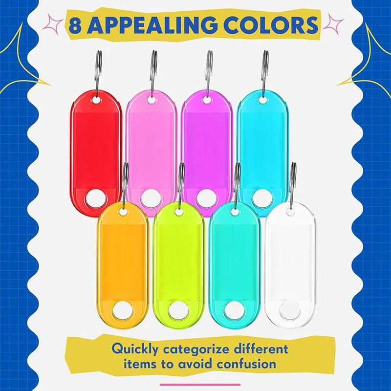 علامات مفاتيح الهوية مزدوجة الوجهين ، ملصقات المفاتيح مع علامات مرنة الحلبة ، 8 ألوان ، من من من ومن ومن ثم