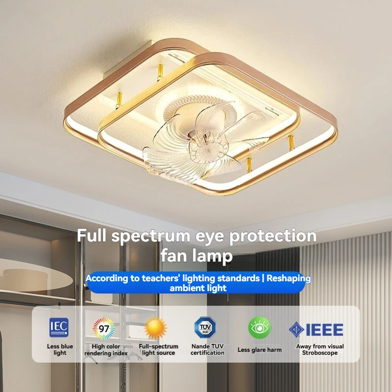 2026 New Ultra-Thin Ceiling Fan Light, Remote Control Oscillating Flush Mount for Living Room Bedroom Dining Room