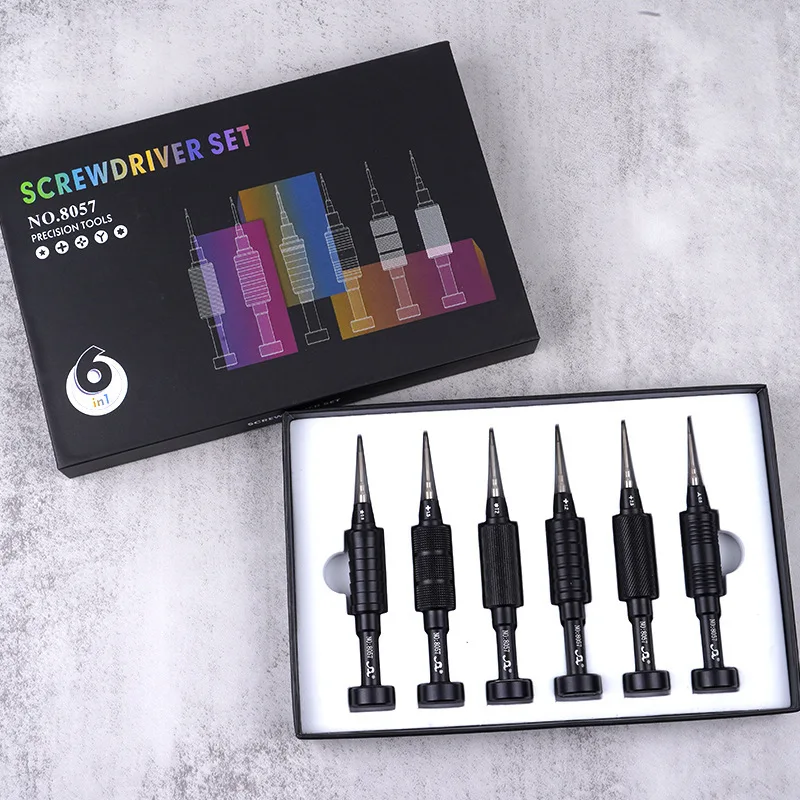 6 in 1 Precision Screwdriver Set S2 Alloy Steel Magnetic Bits Aluminum Alloy Handle Mini Repair Kit for Smartphone Tablet