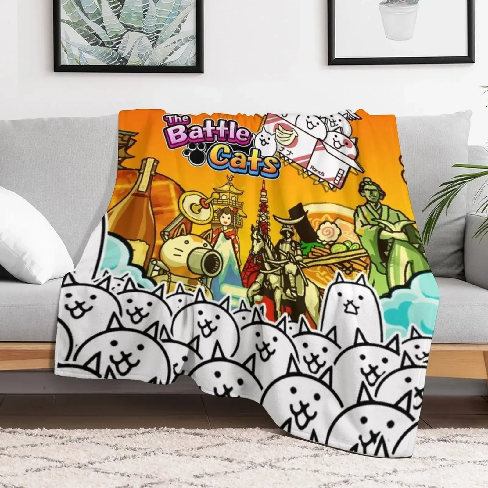 Battle Cats Throw Blanket Soft anime Blankets