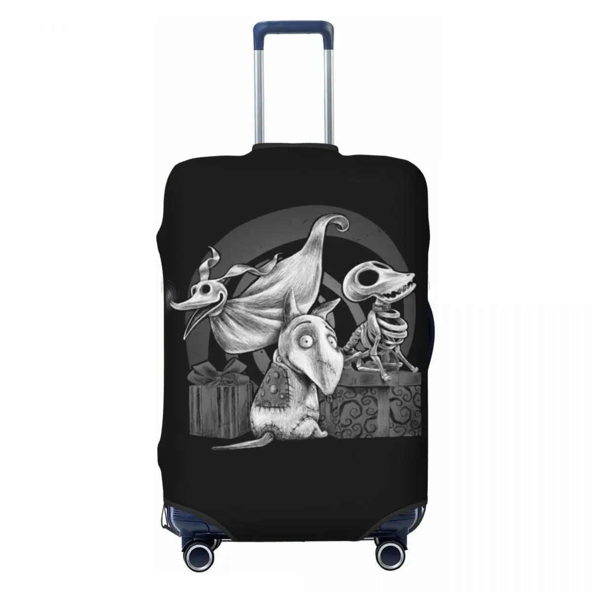 

Cute Sparky Frankenweenie Luggage Cover Protector Washable Creepy Dog Tim Burton Travel Suitcase Covers