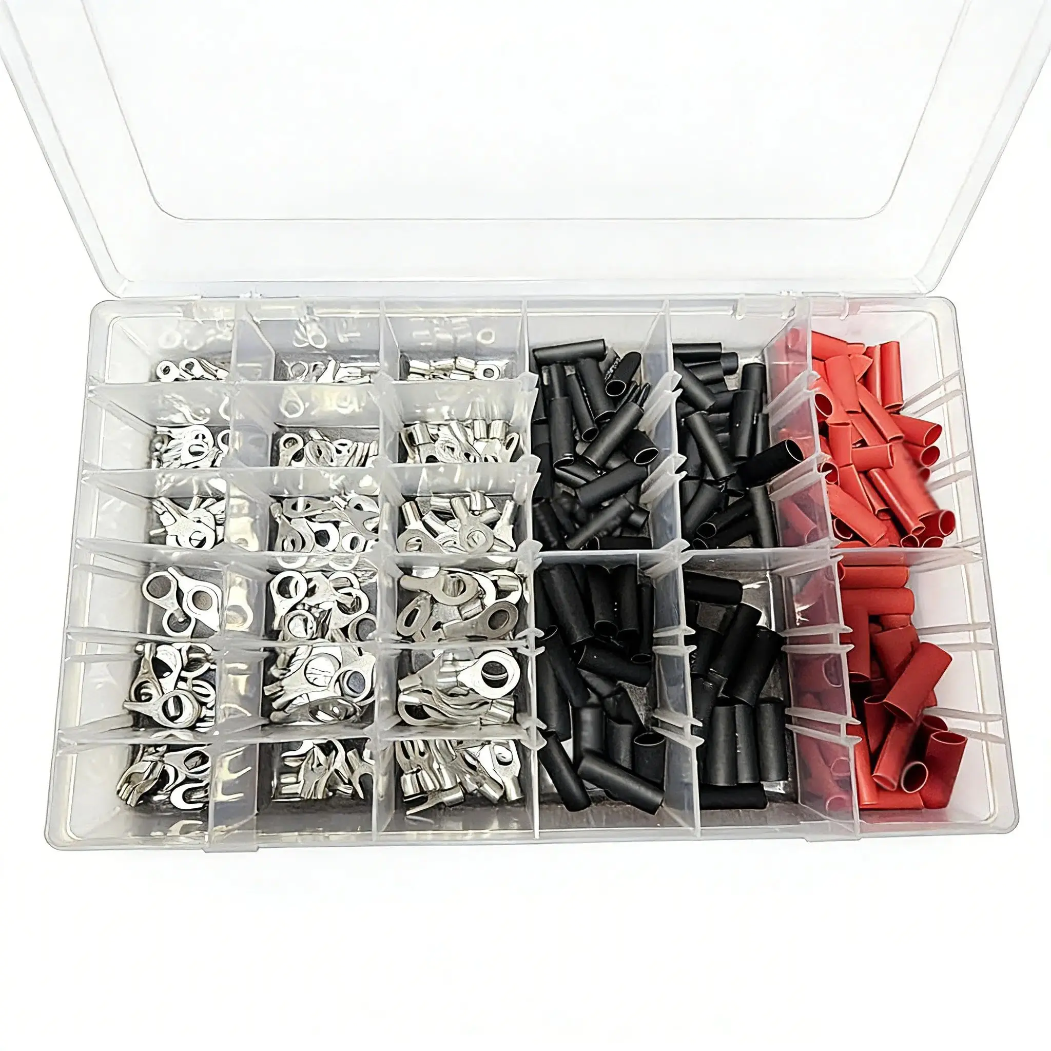Tinned Copper Crimp Terminals Kit AWG 26-10, 3:1 Heat Shrink Wire Connectors for Automotive Marine Industrial Wiring