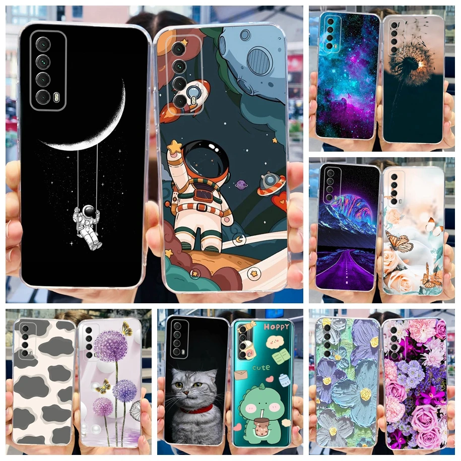 For Huawei P Smart 2021 Case Lovely Astronaut Funda Silicone Soft Cover For Huawei Y7a PSmart 2021 PPA-LX3 PPA-LX1 PPA-LX2 Shell