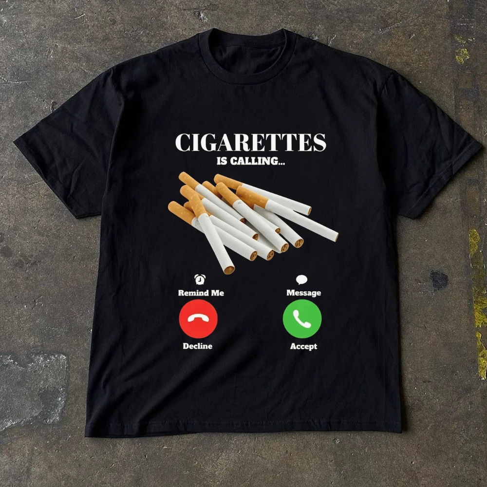Y2K Decadent Style Smoking Death Pattern T-Shirt Men Women 90s Cotton T-shirt Aesthetic Streetwear Harajuku Y2K Casual Tops