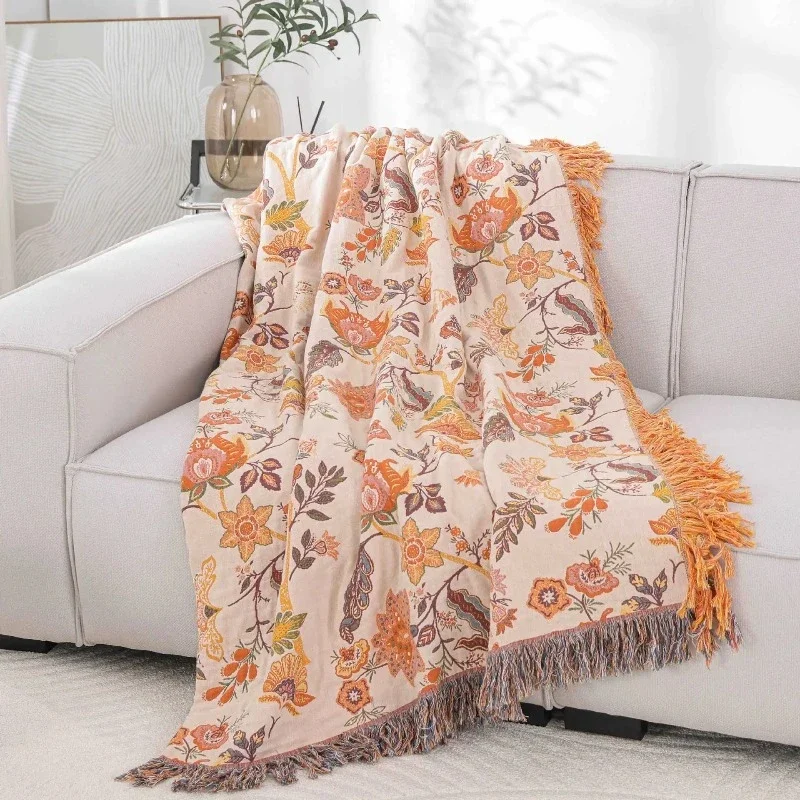 Flower melody pure cotton gauze summer cool quilt fringed towel quilt