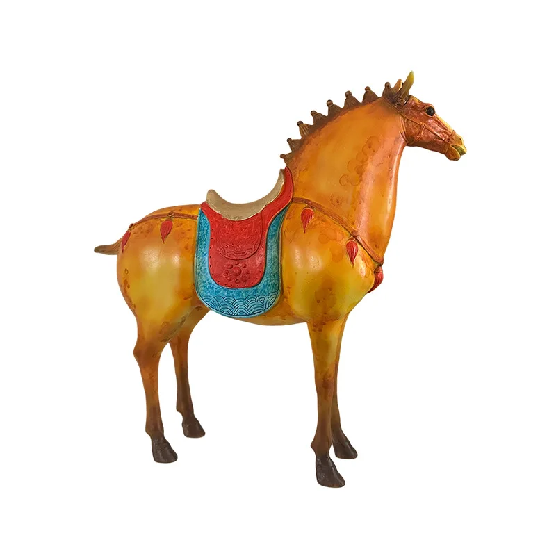 

Cultural Creative Retro Tang Horse Ornaments Resin Crafts Desktop Home Office Decoration and Entrances Gift Ideas