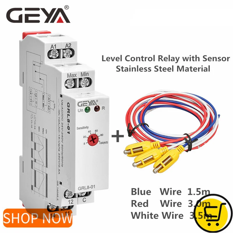 GEYA GRL8 Liquid Level Control Relay Electronic Liquid Level Controller 10A  AC/DC24V-240V