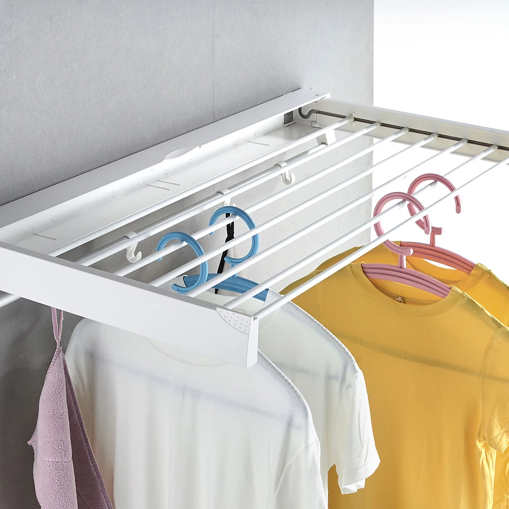 JIEFADZ Foldable Towel Rack Can Be Pulled Out To Hide Clothes Hooks Easy To Install  Drying Rack