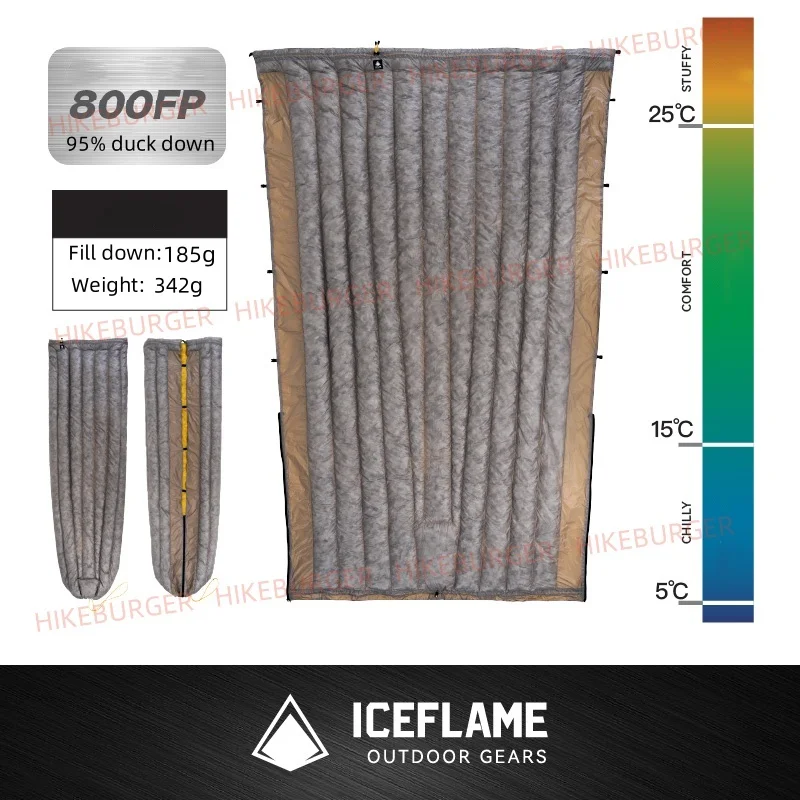 Ijs Vlam Ul Wit Ganzendons Dekbed Ultralight Envelop Duck Slaapzak Mat Underquilt Voor Hangmat Backpacken Camping Wandelen