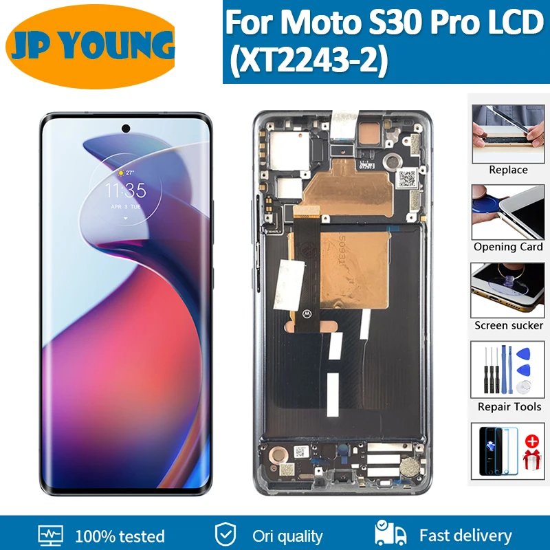 

Original 6.55"For Motorola Moto S30 Pro LCD Display Touch Screen Digiziter For Moto S30Pro LCD With Frame Repair XT2243-2