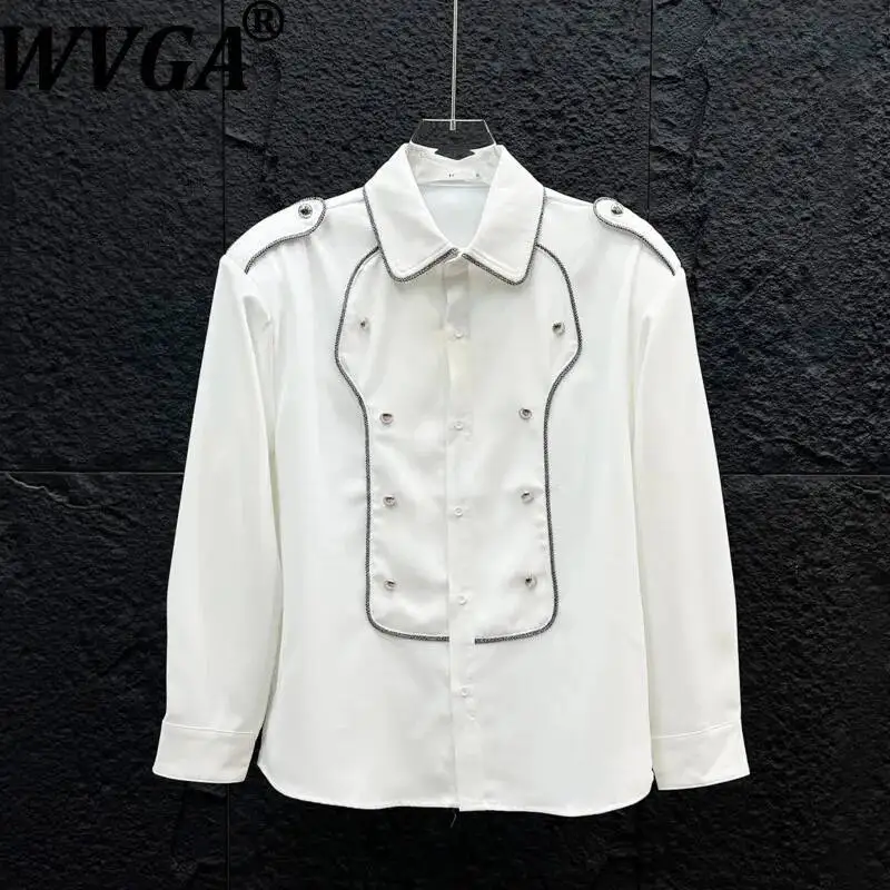 

WVGA Spring Summer New Men Multi-button Decorative Long Sleeved Shirt Trendy Casual Wrinkle-resistant Breathable Tops Ins W25332