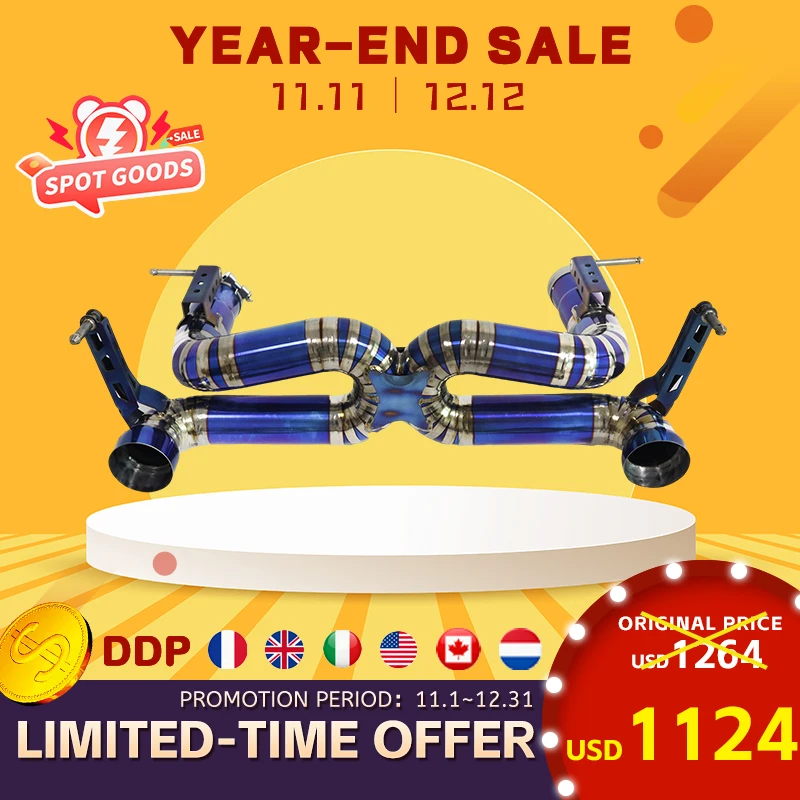 

OUCHI TC4 Catback для Ferrari 488 GTB 3.9T В наличии Легкий дизайн X-Pipe, наконечники 76 мм, без клапана, Plug & Play, улучшенный звук