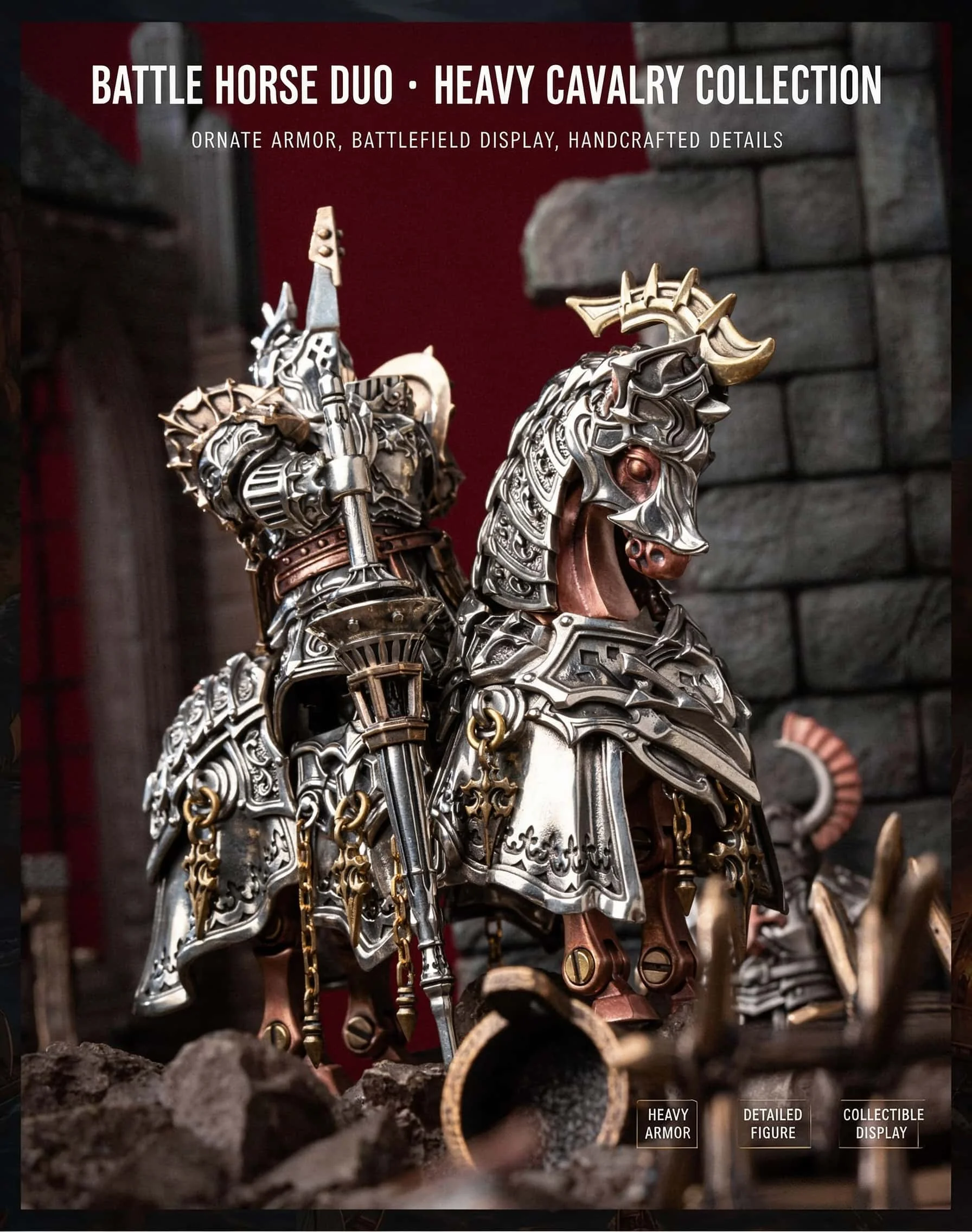 Adult Collectible Chitu Battle Horse Statue, Handmade Ancient Chinese Armored Knight Figurine, Desk Decor